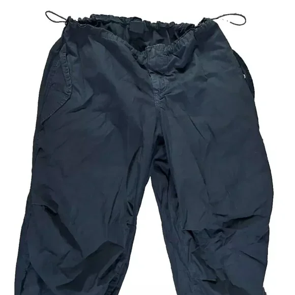 Iets Frans Urban Outfitters Baggy Tech Pants Trousers Solid Black Size Small